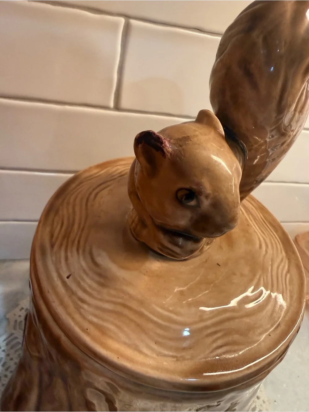 Brown Ceramic Squirrel Cookie Jar - Decorative Food Storage